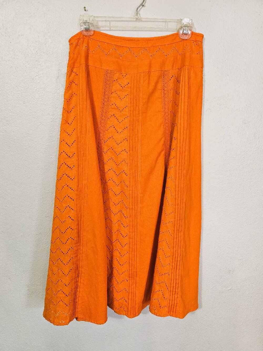 Peter Martin Women's Orange Linen Blend Bohemian  Peter MartinSkirt Size 6